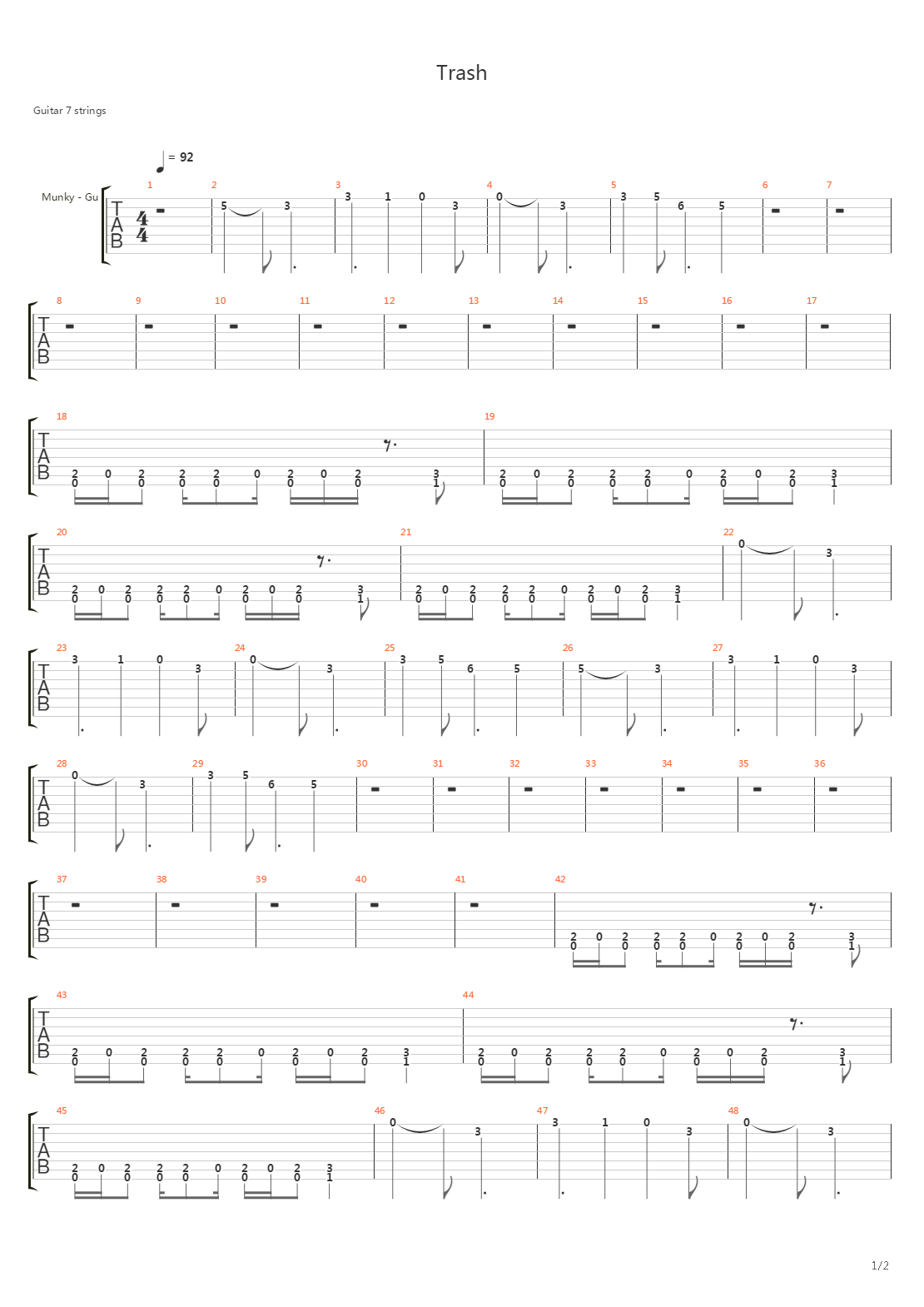 Trash吉他谱