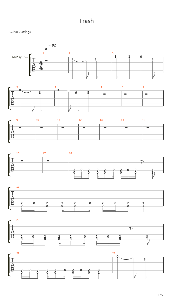Trash吉他谱