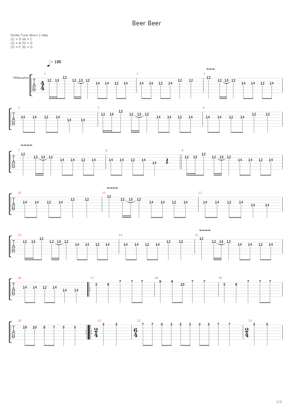 Beer Beer吉他谱
