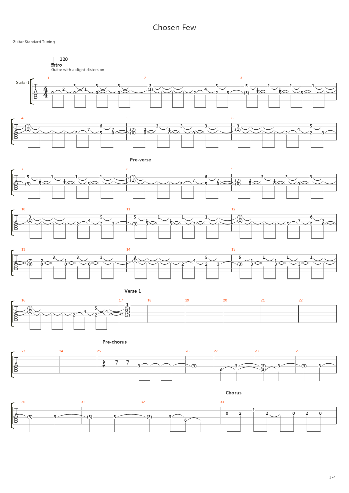 Chosen Few吉他谱