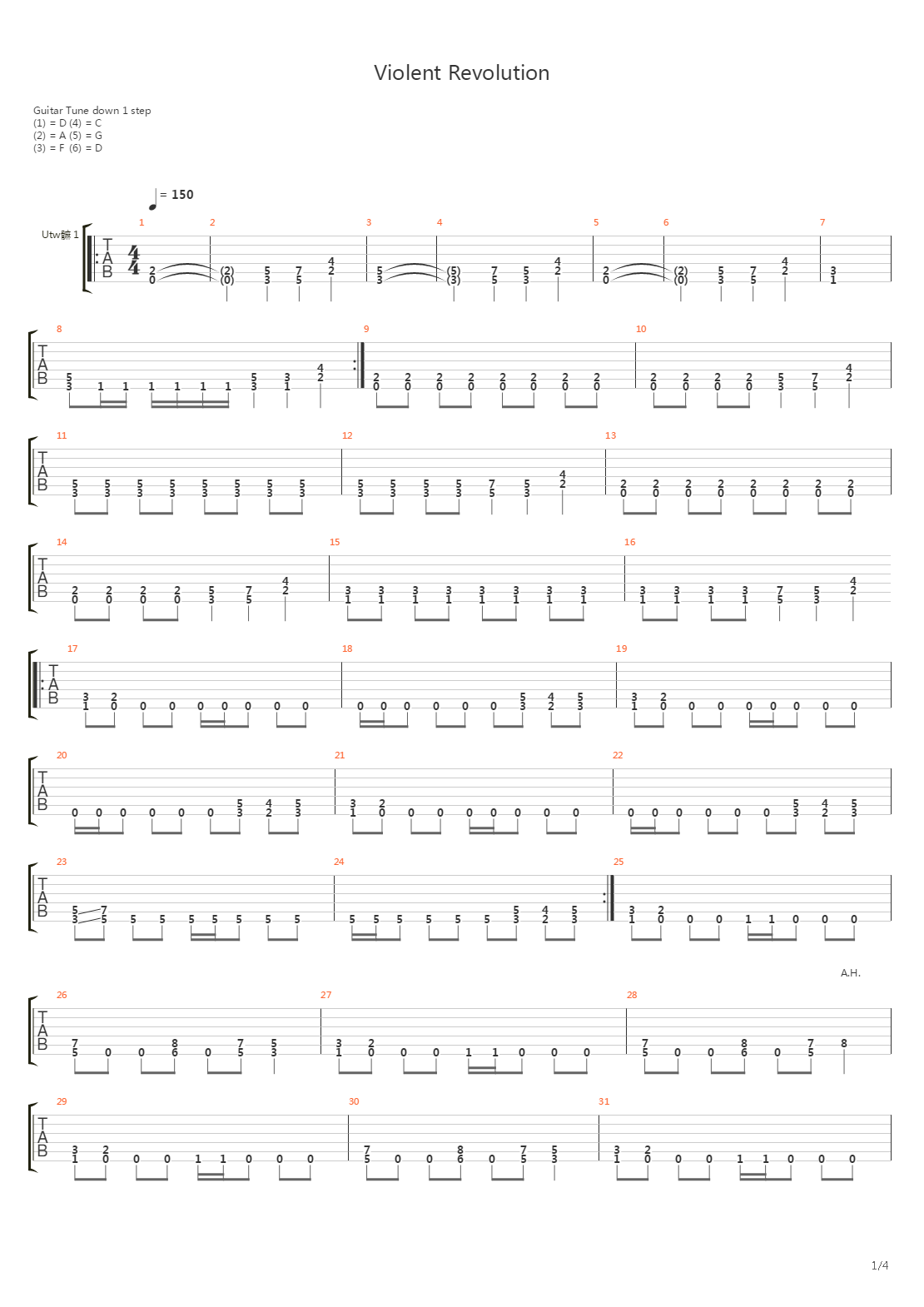 Violent Revolution吉他谱