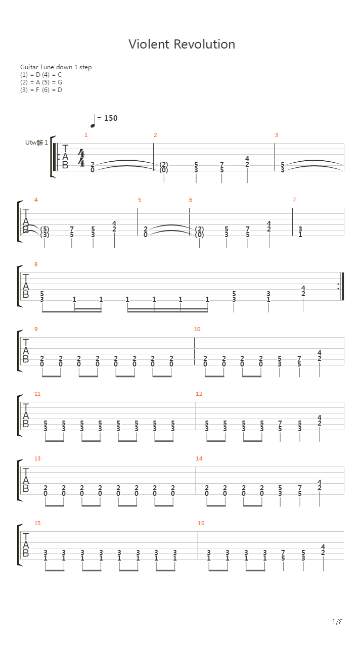 Violent Revolution吉他谱