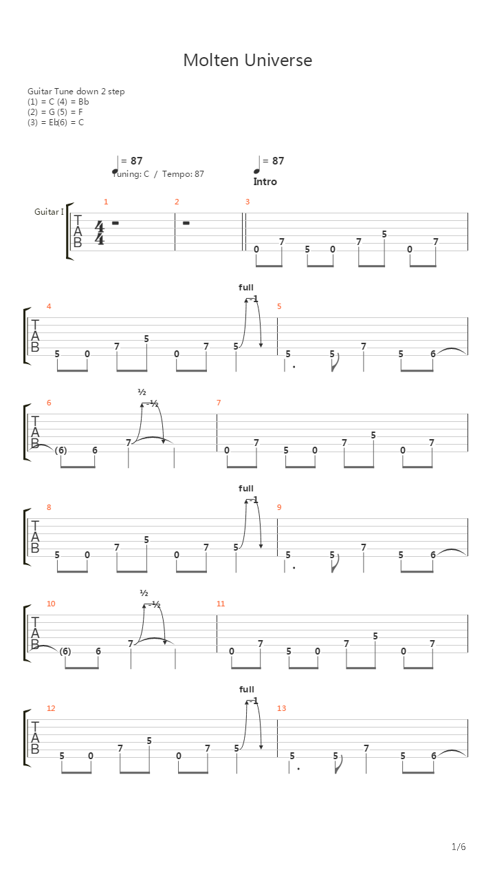 Molten Universe吉他谱