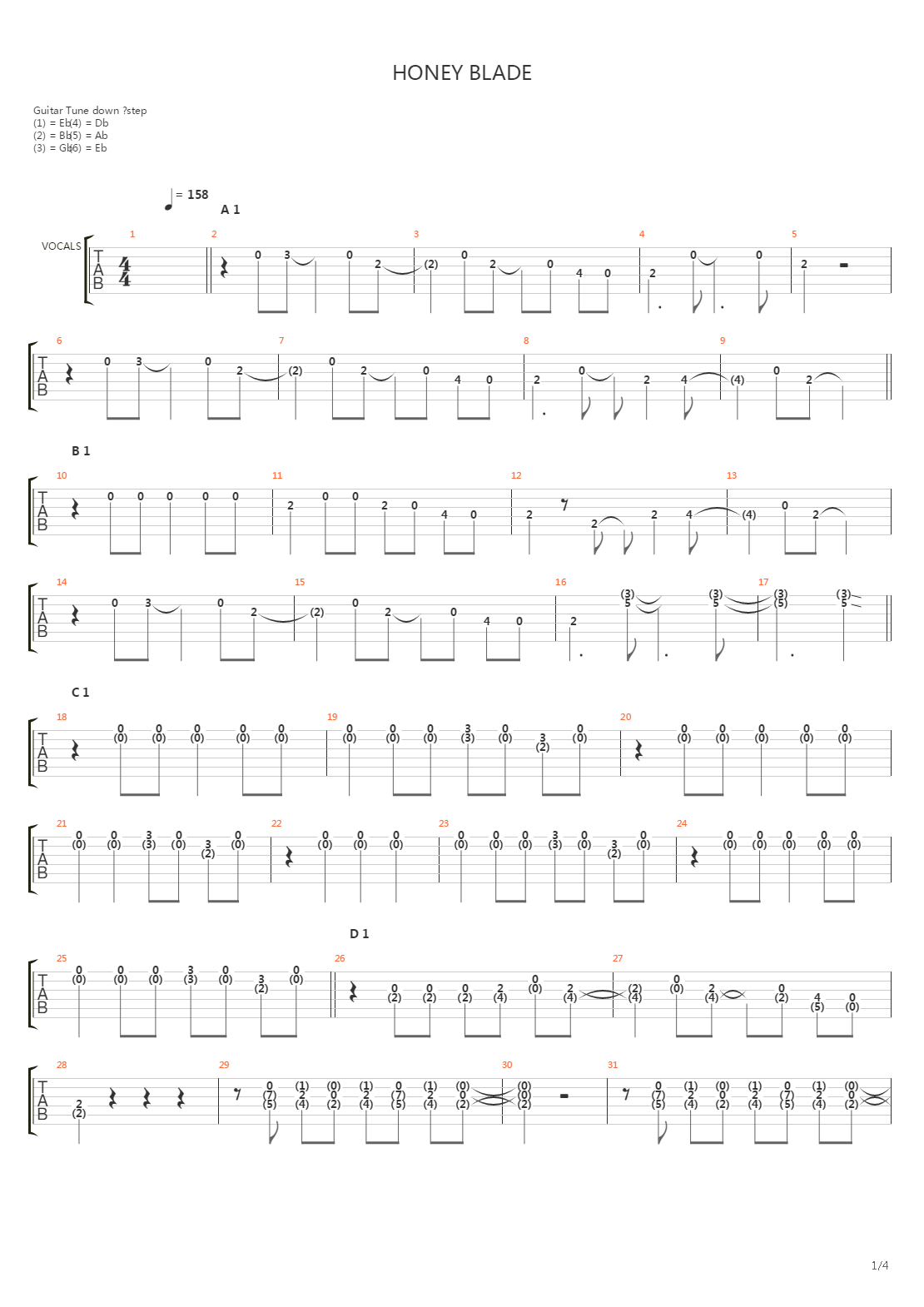 Honey Blade吉他谱