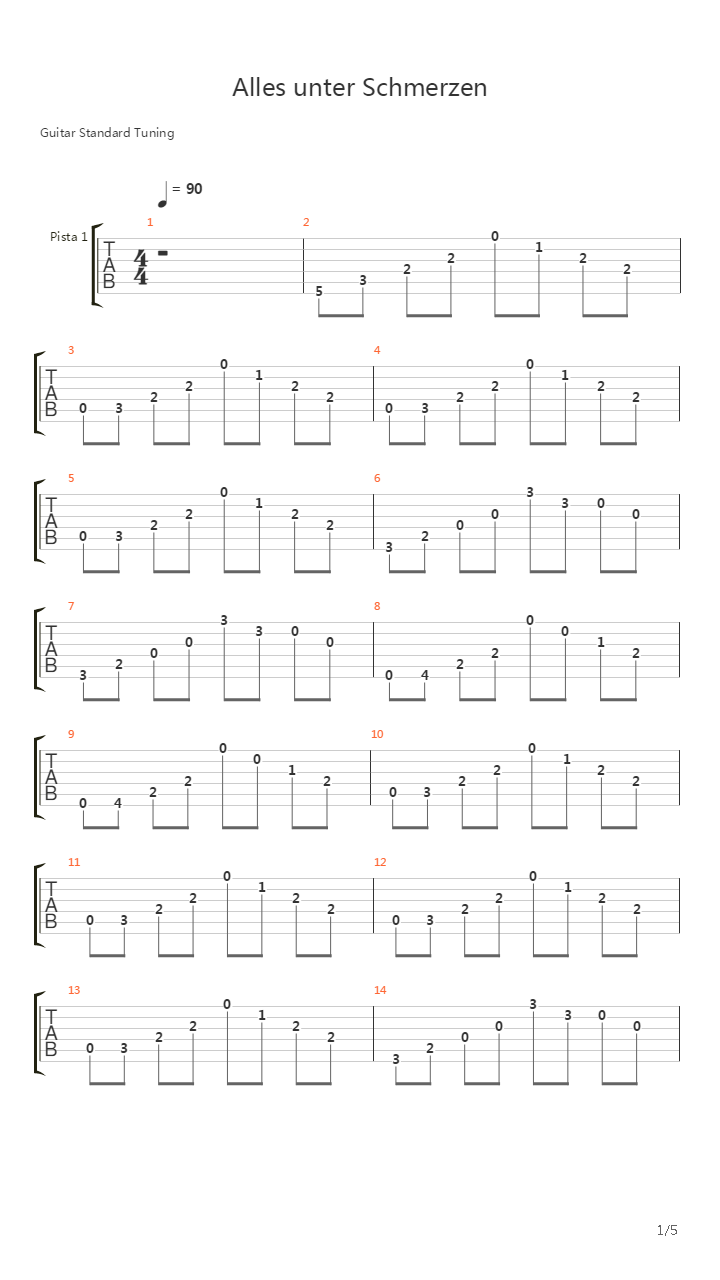Alles unter Schmerzen吉他谱