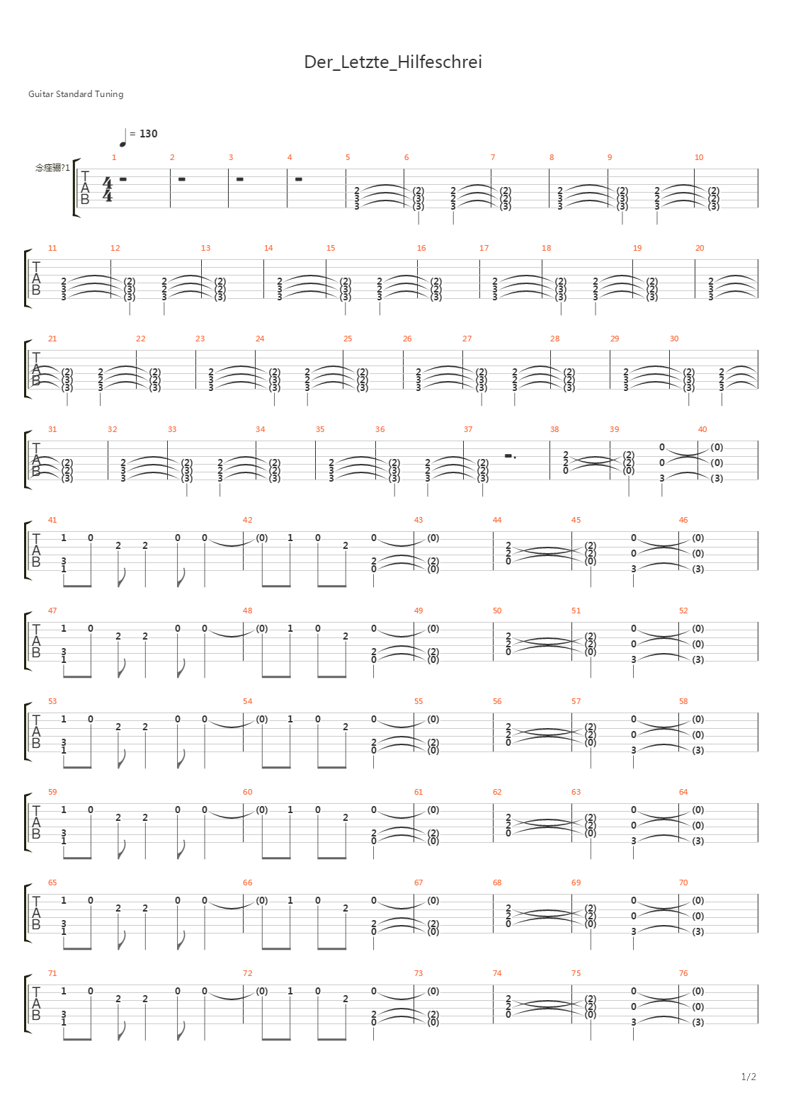 Der letzte hilfeschrei吉他谱