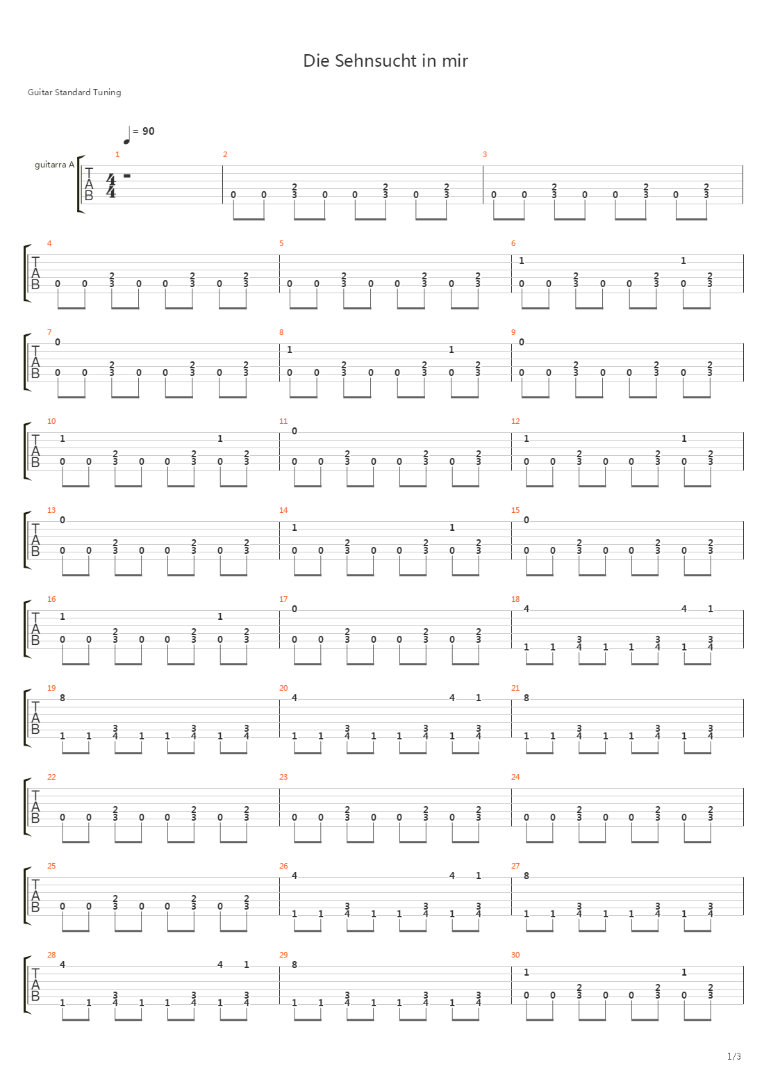 Die Sehnsucht In Mir吉他谱