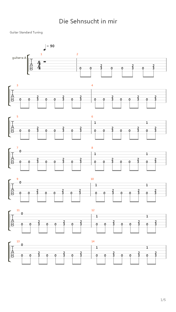 Die Sehnsucht In Mir吉他谱