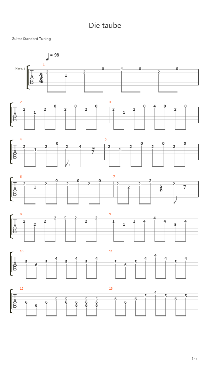 Die Taube吉他谱