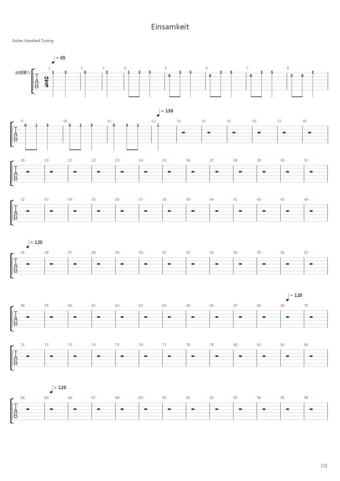 Einsamkeit吉他谱
