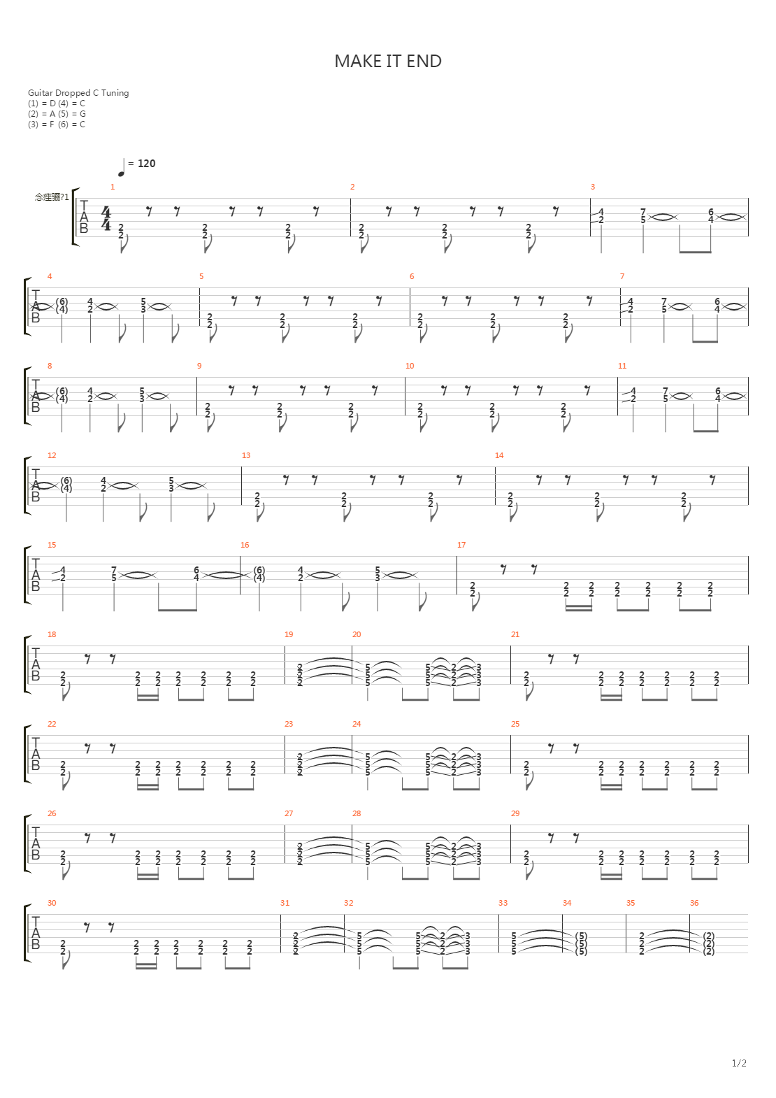 Make It End吉他谱