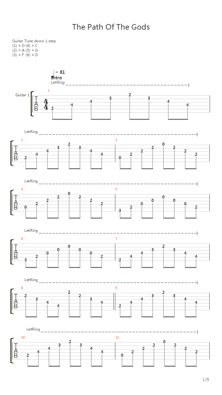 The Path Of The Gods吉他谱