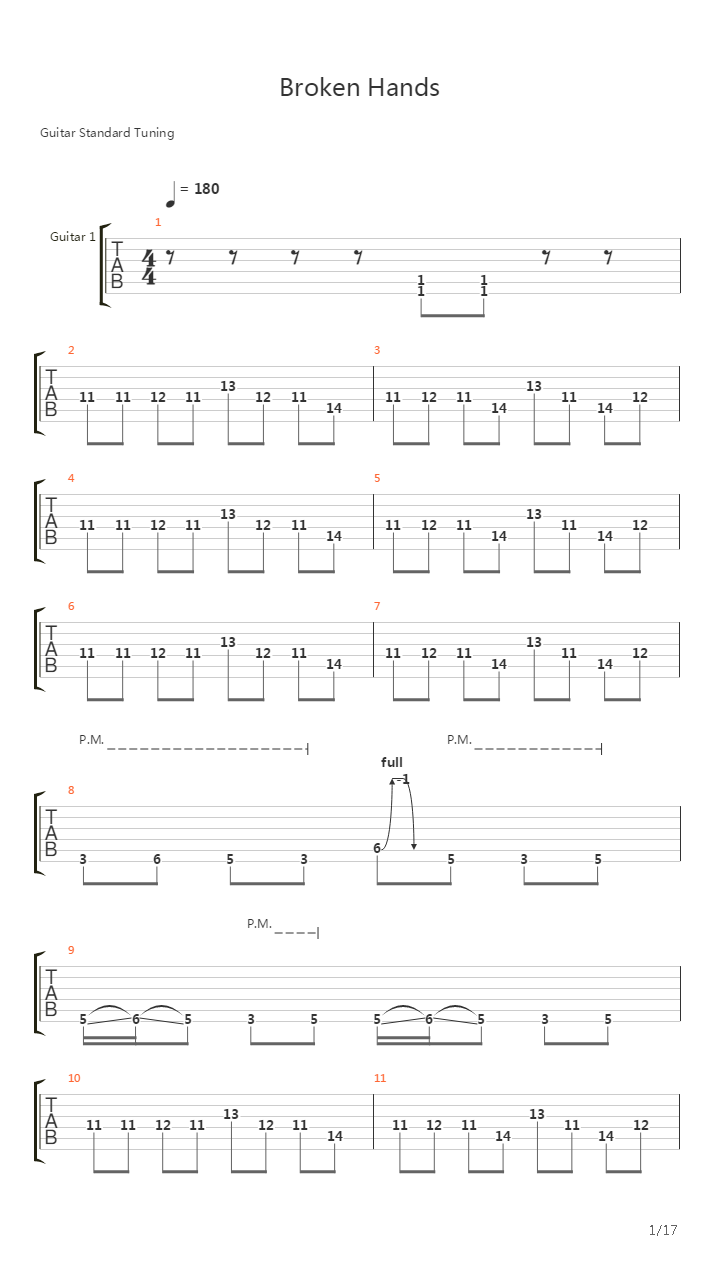 Broken Hands吉他谱
