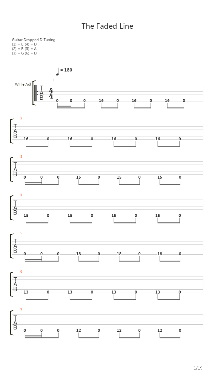 The Faded Line吉他谱