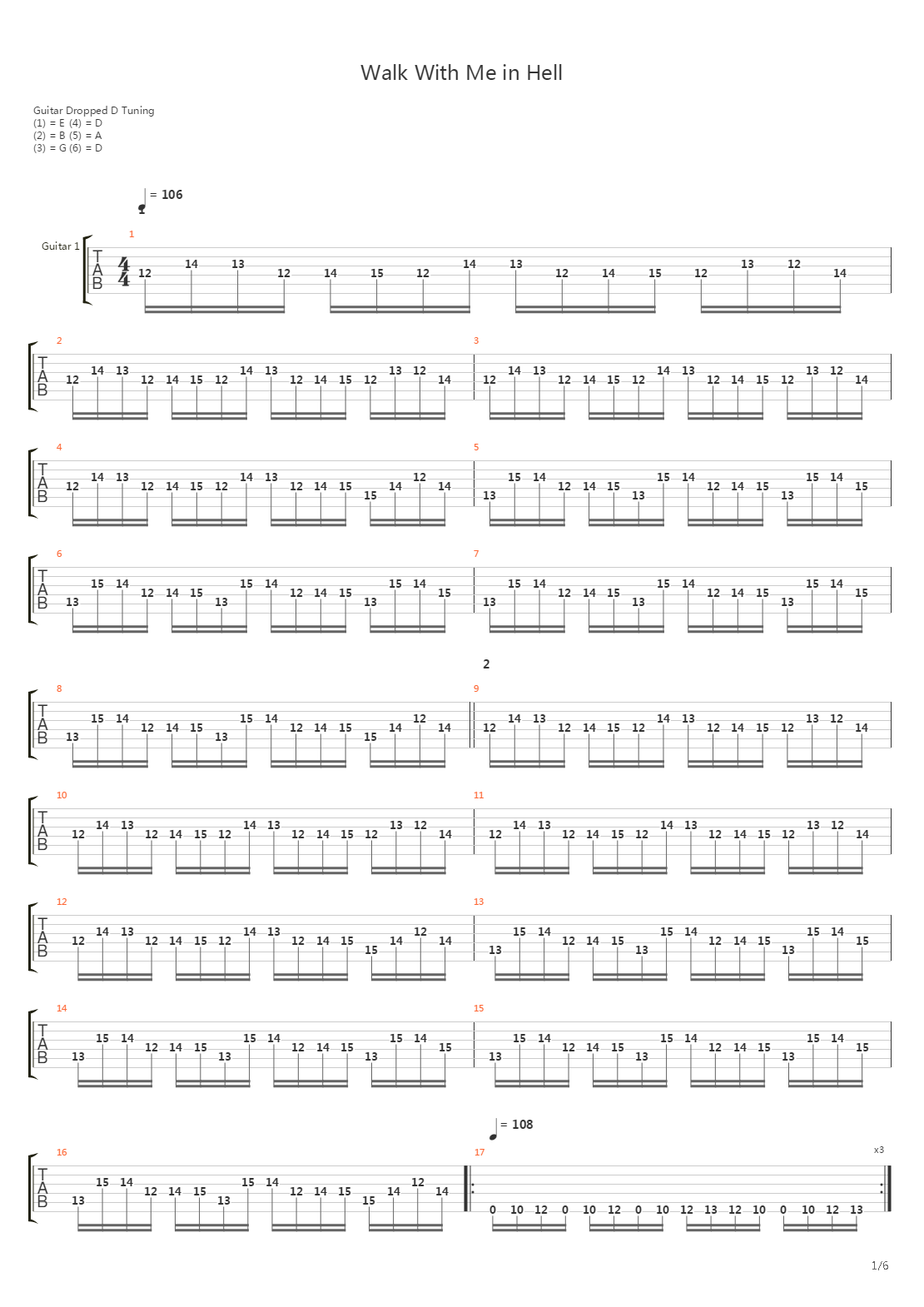 Walk With Me In Hell吉他谱