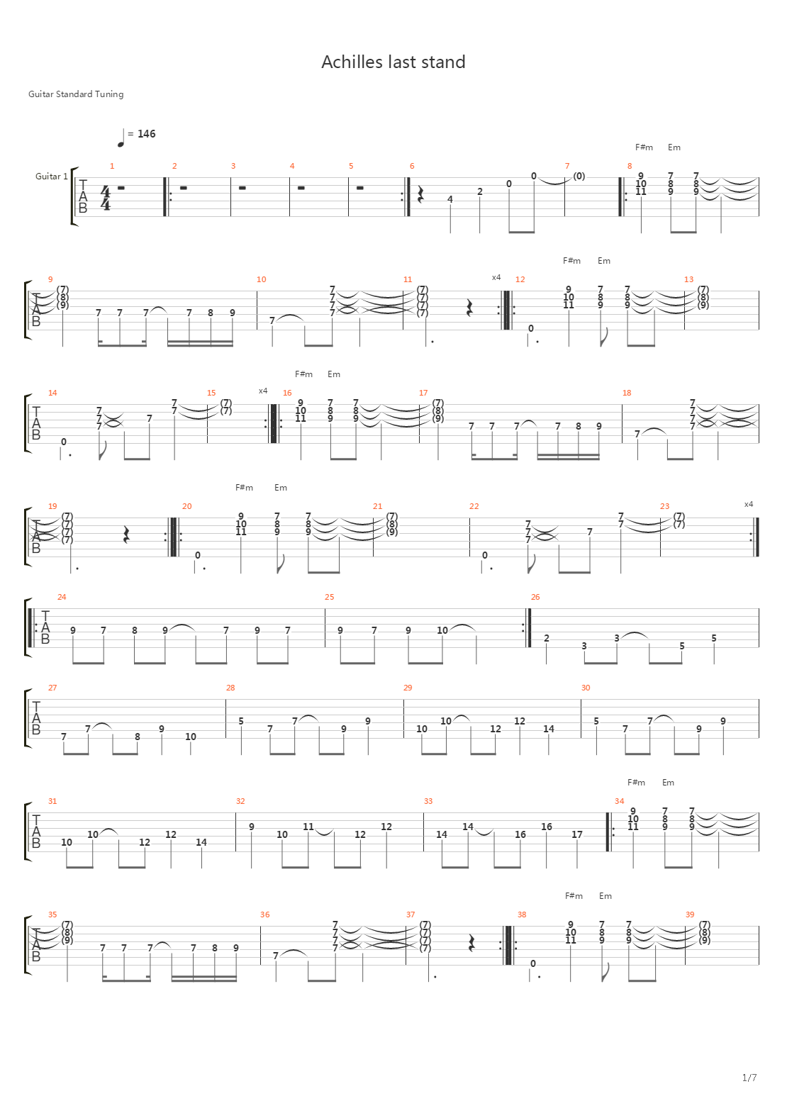 Achilles Last Stand吉他谱