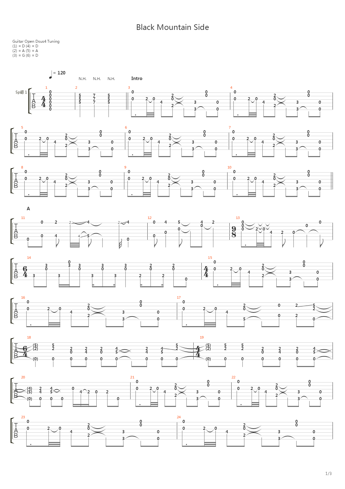 Black Mountain Side吉他谱