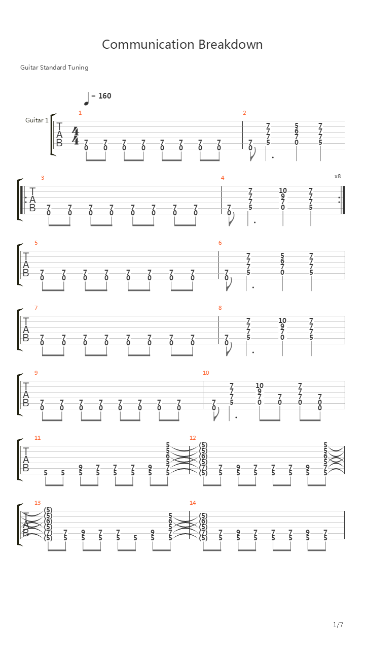 Communication Breakdown吉他谱