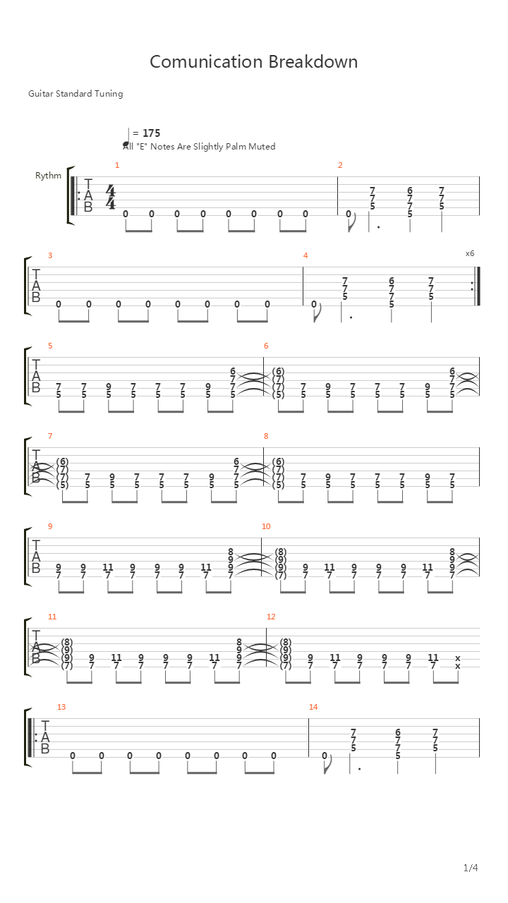 Comunication Breakdown吉他谱