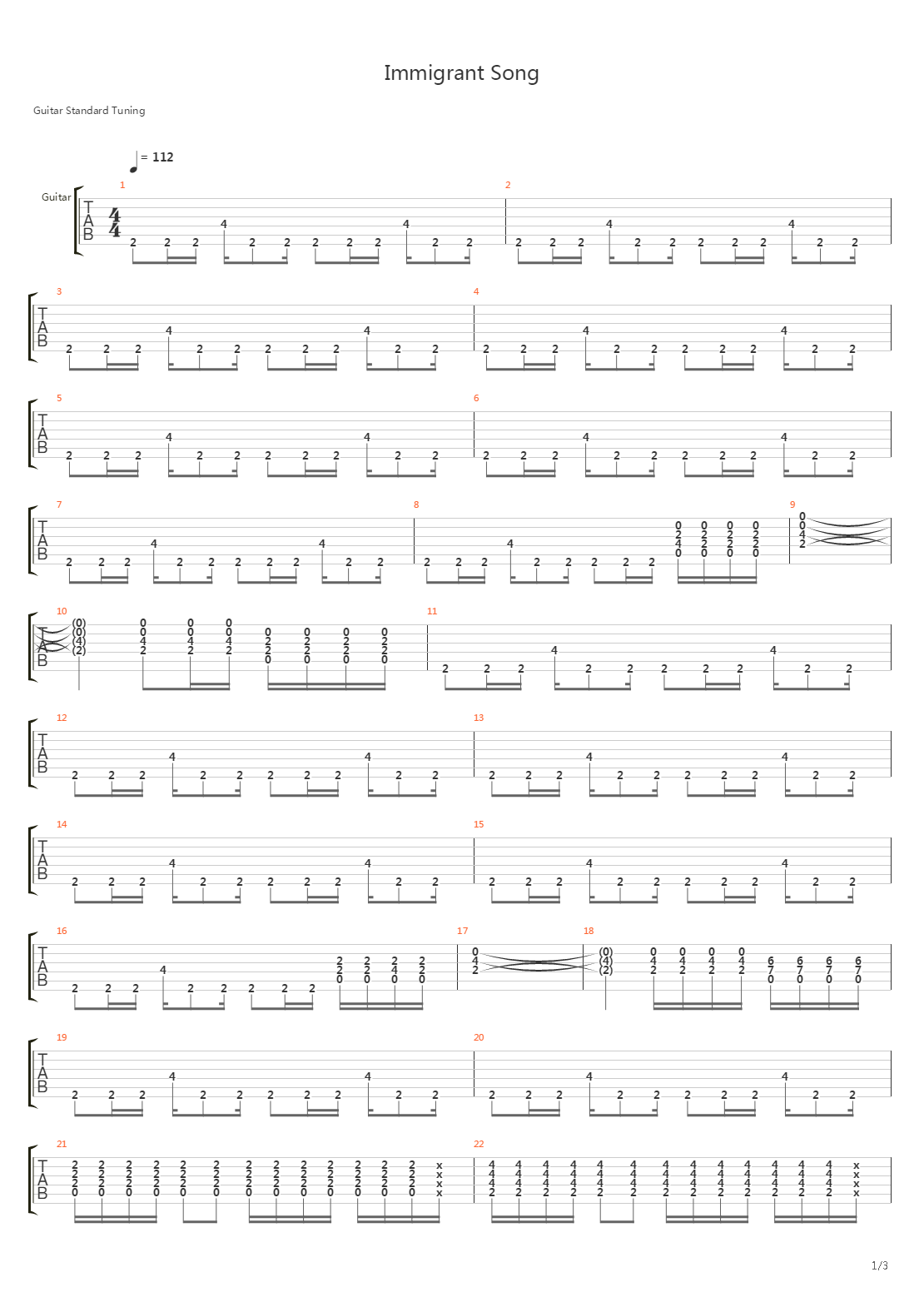 Immigrant Song吉他谱