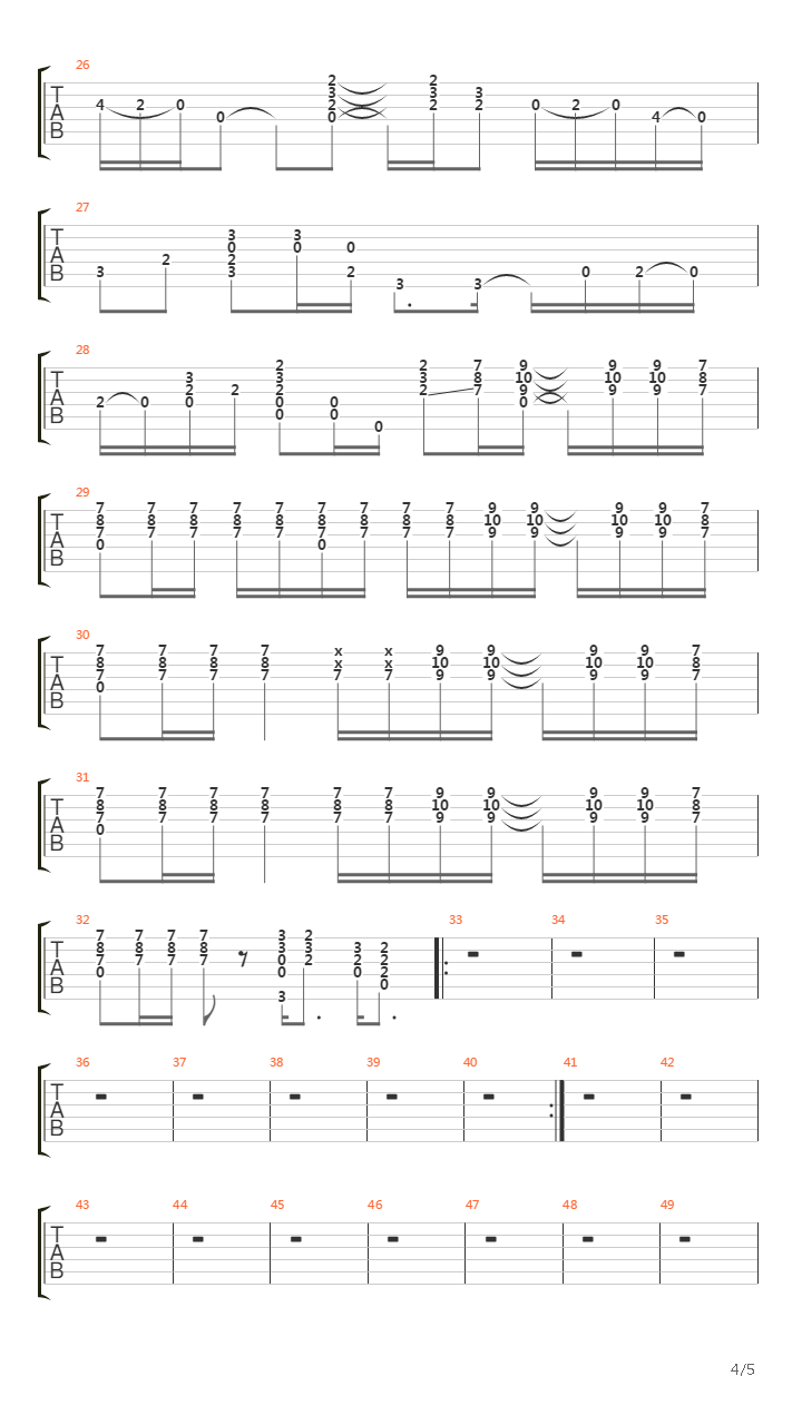 Over The Hills And Far Away吉他谱