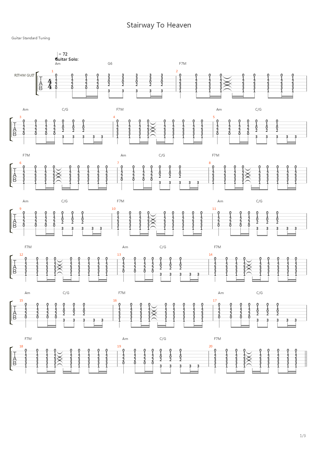 Stairway To Heaven (Full Original Solo)吉他谱