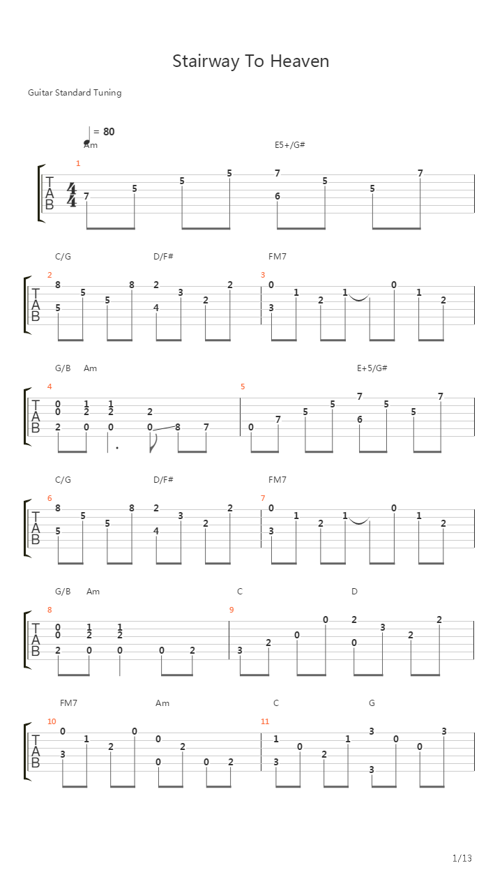 Stairway To Heaven吉他谱