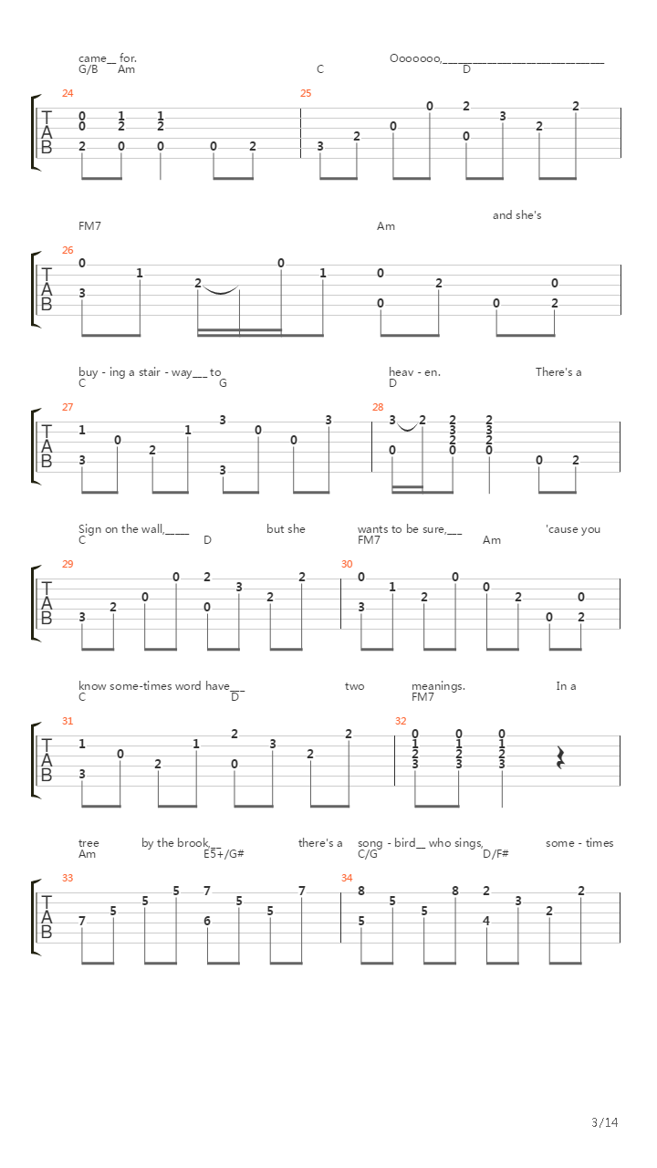 Stairway to Heaven吉他谱