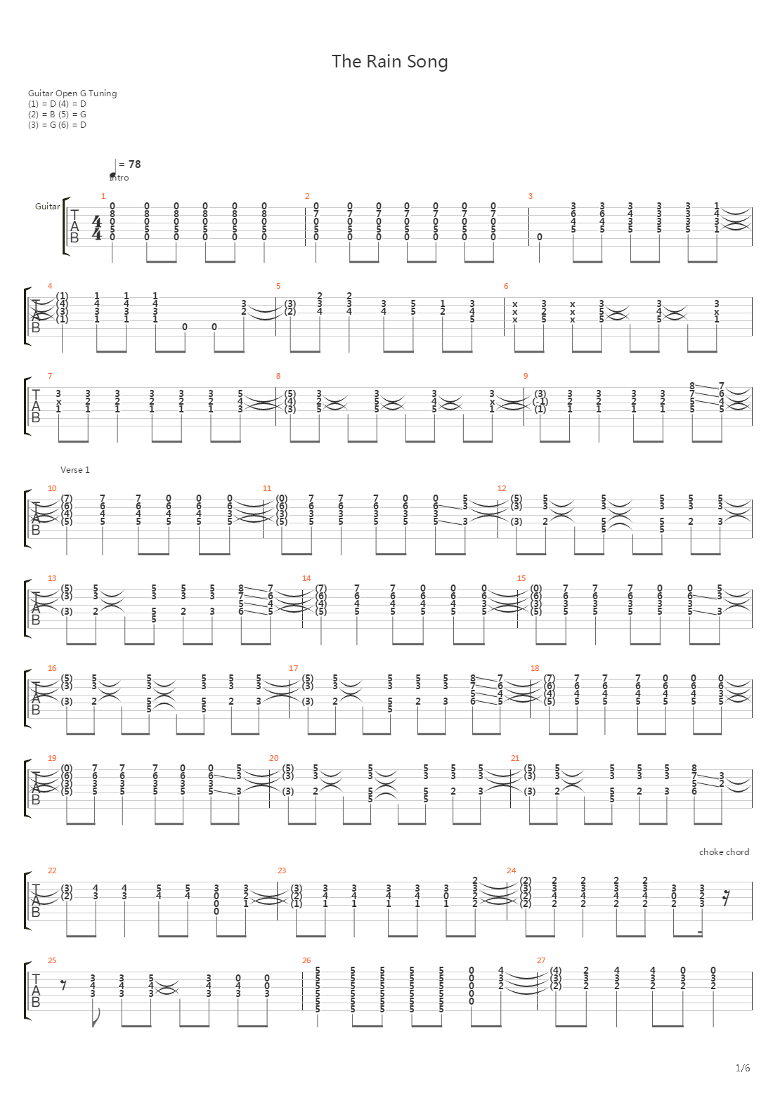 The Rain Song吉他谱