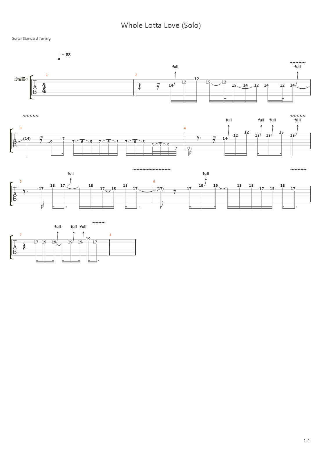 Whole Lotta Love (Solo)吉他谱