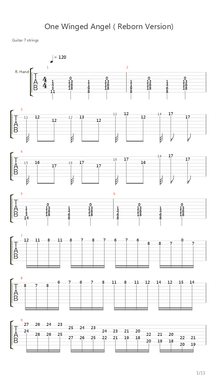 最终幻想7 - One Winged Angel(Reborn Version)(片翼の天使)吉他谱