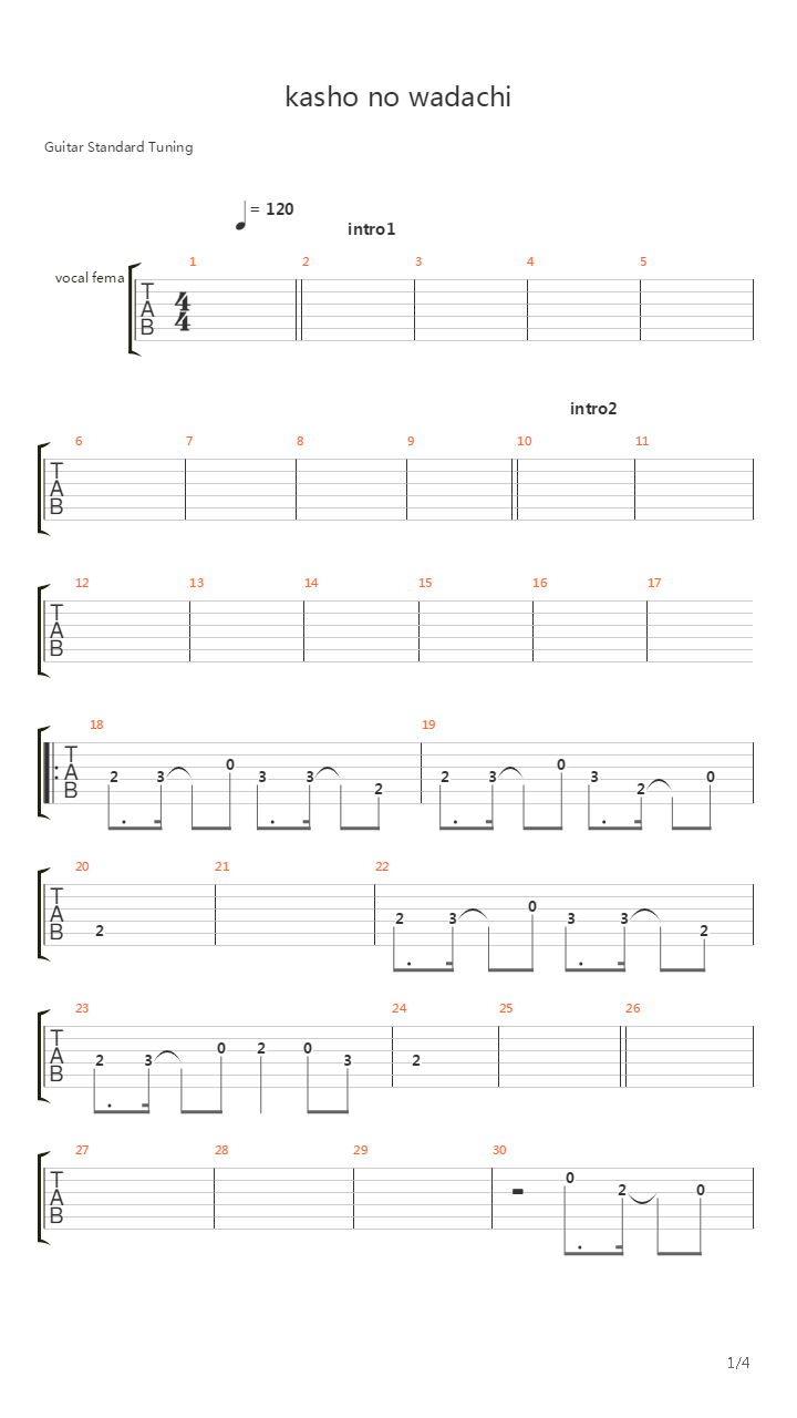 火車の轍(Kasho No Wadachi)吉他谱