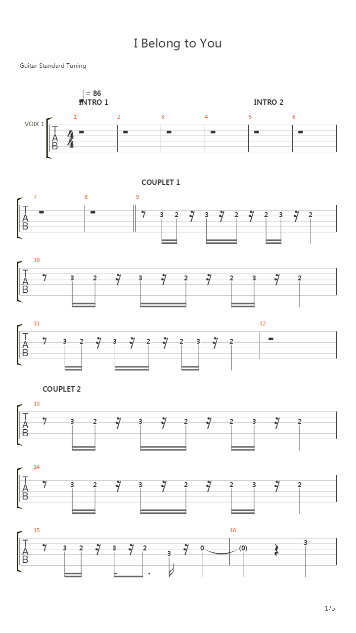 I Belong To You吉他谱