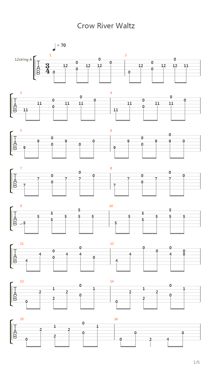 Crow River Waltz吉他谱