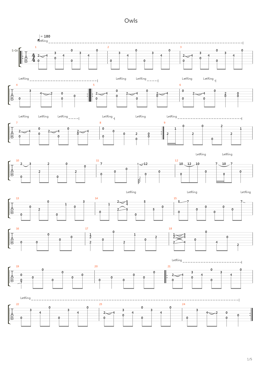 Owls吉他谱