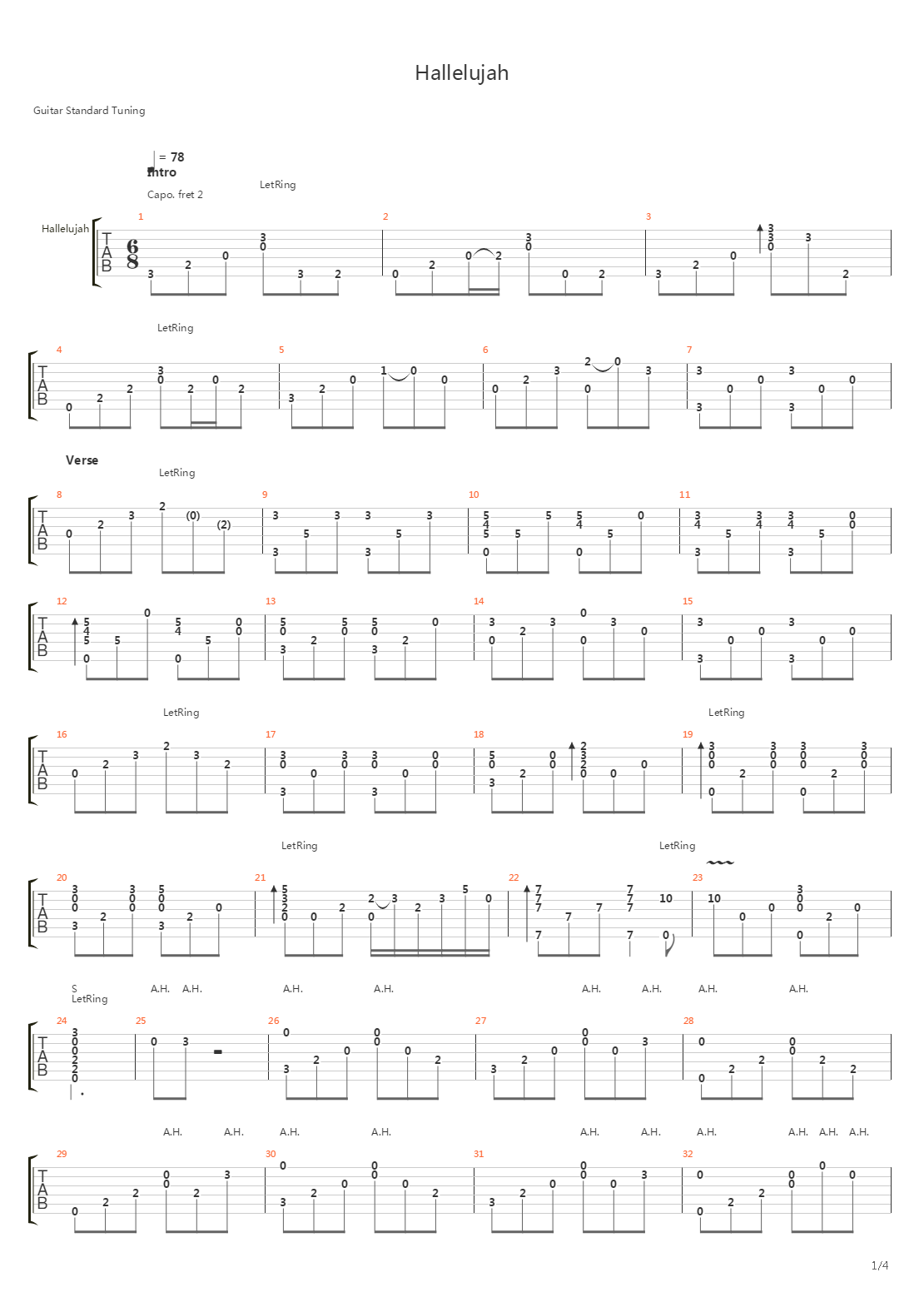 Hallelujah (Arranged by Patrick Matlock)吉他谱