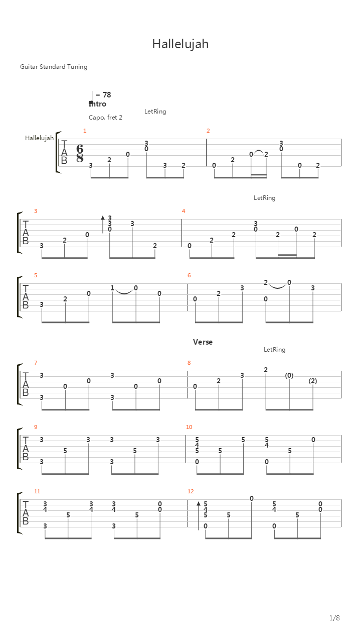 Hallelujah (Arranged by Patrick Matlock)吉他谱