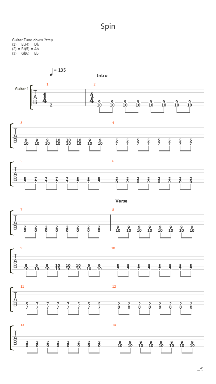 Spin吉他谱