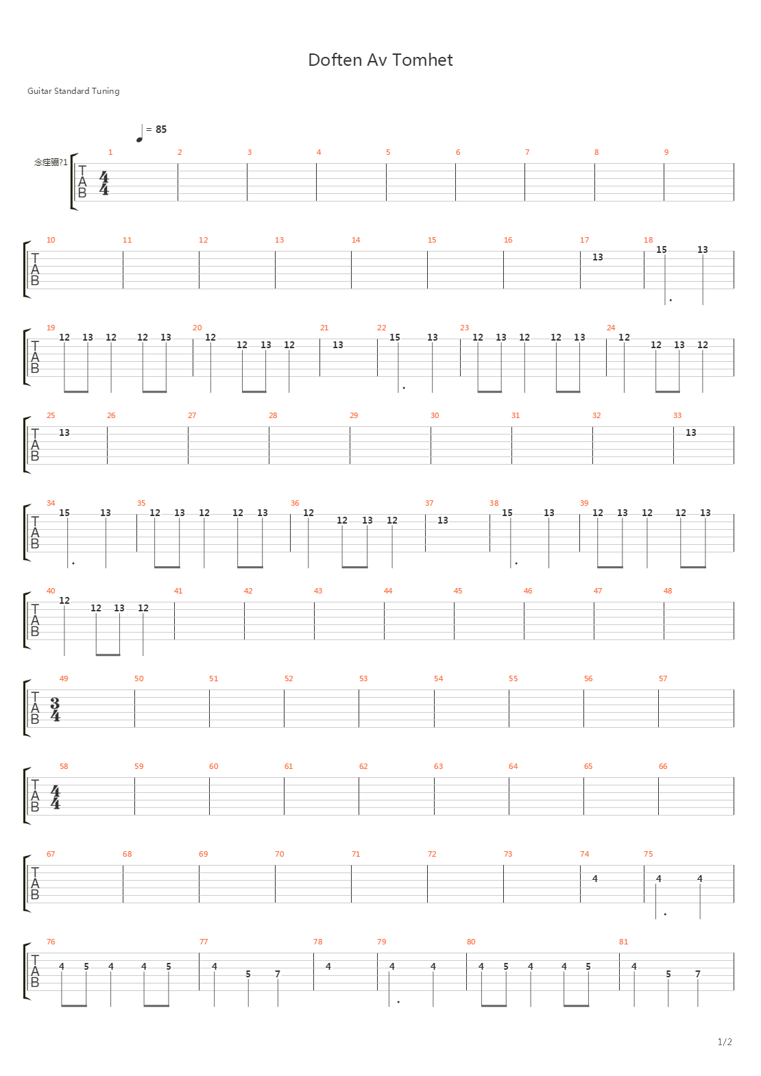Dovten Av Tomhet吉他谱