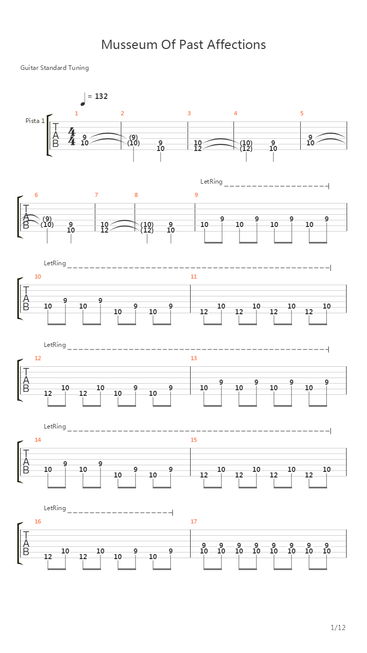 Museum Of Past Affections吉他谱