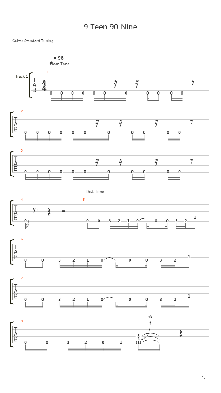 9 Teen 90 Nine吉他谱