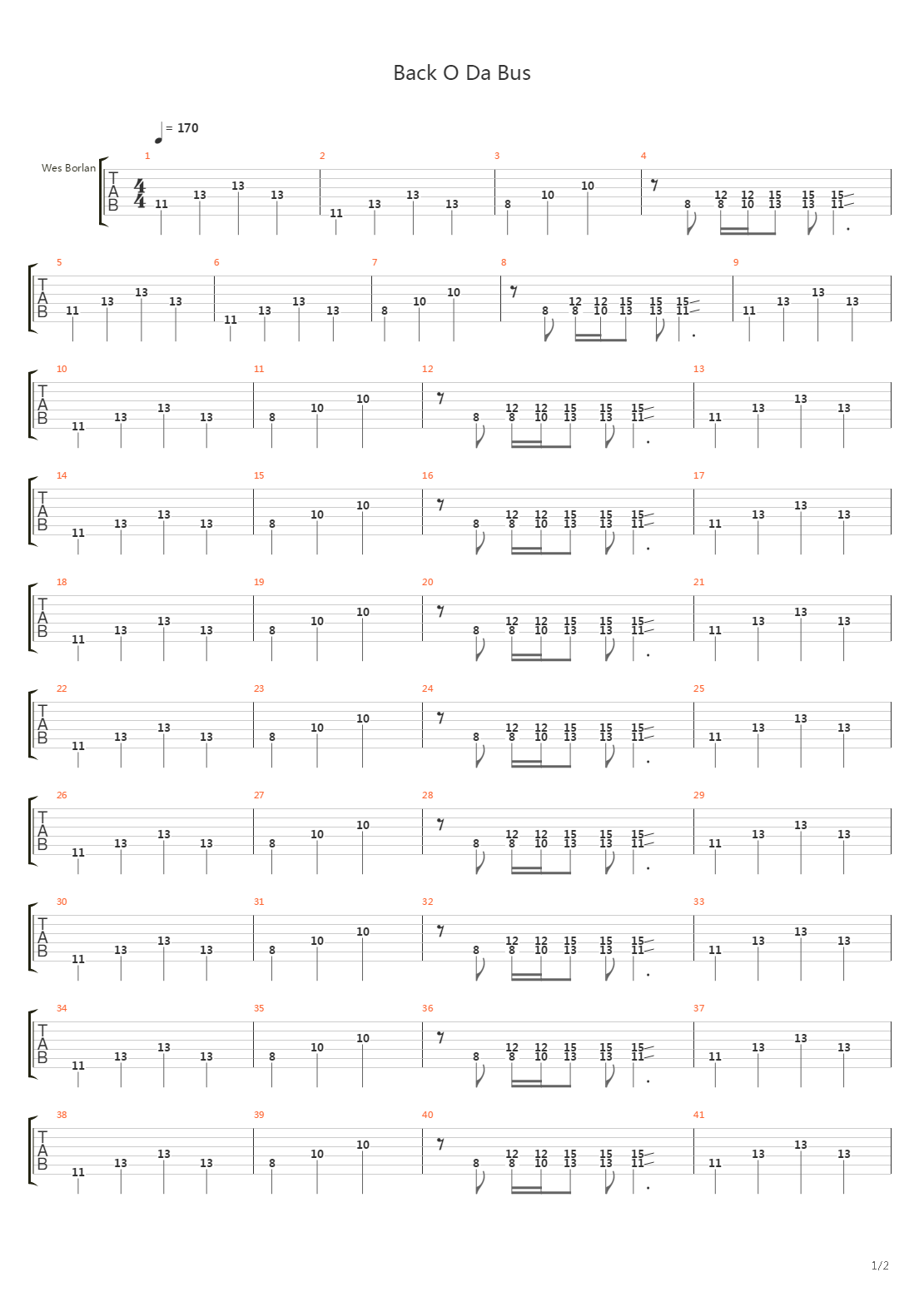 Back O Da Bus吉他谱