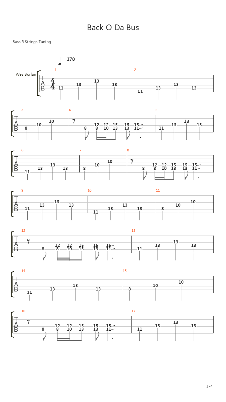 Back O Da Bus吉他谱