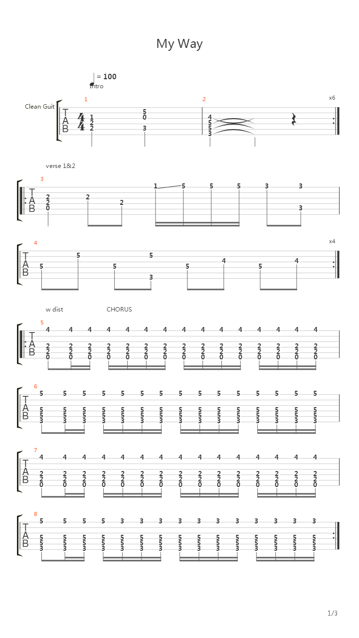 My Way吉他谱