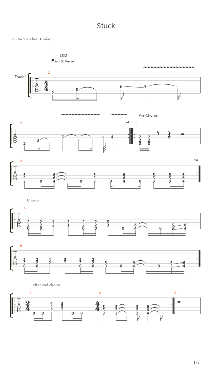 Stuck吉他谱