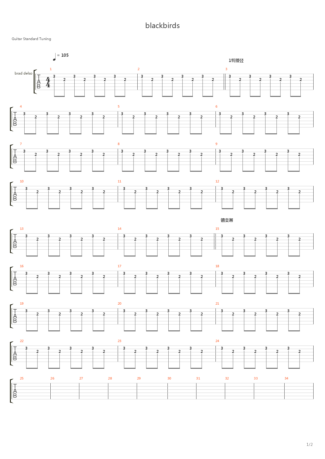 Blackbirds吉他谱