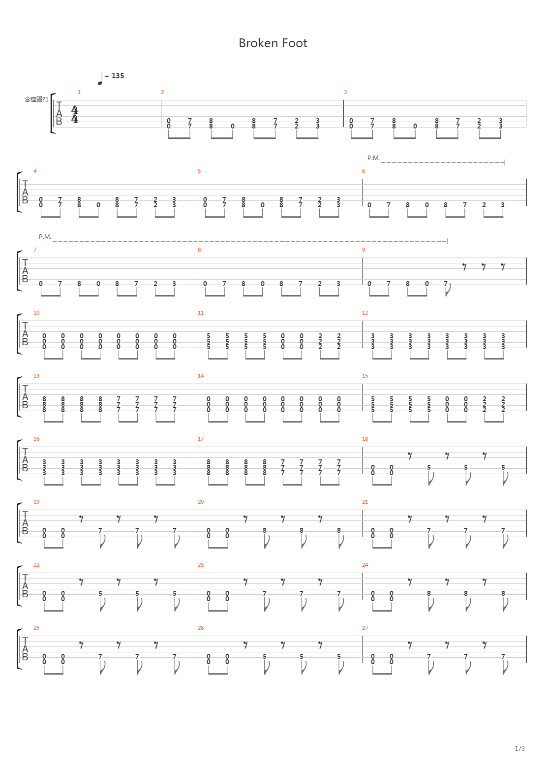 Broken Foot吉他谱