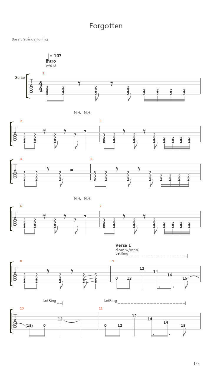 Forgotten吉他谱