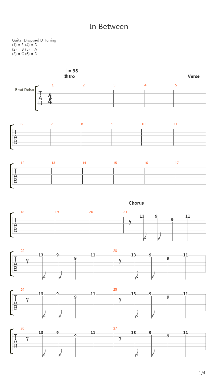 In Between吉他谱