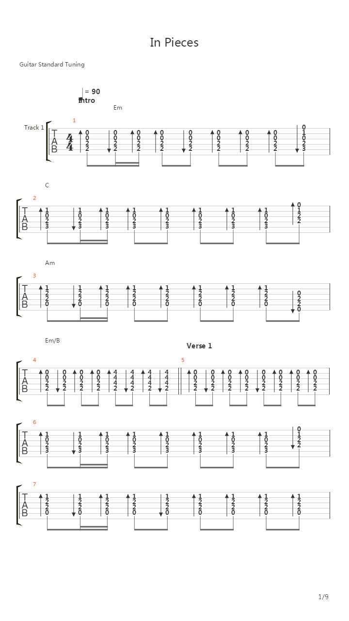 In Pieces (acoustic)吉他谱